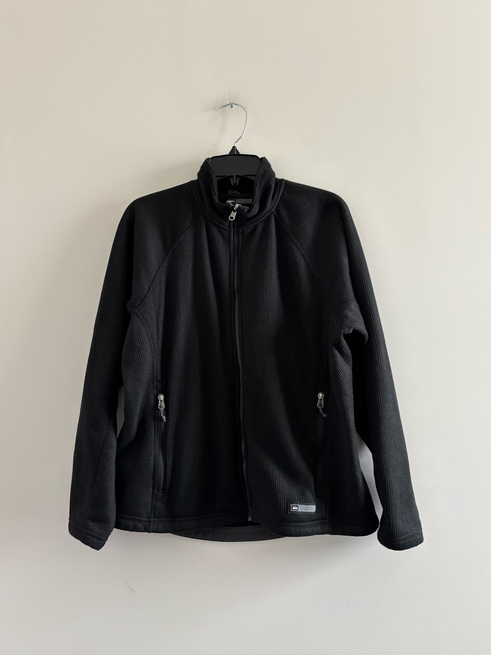 REI Jacket Black Full Zip Insulated Womens L Casual Logo Outdoor Hiking Y2K